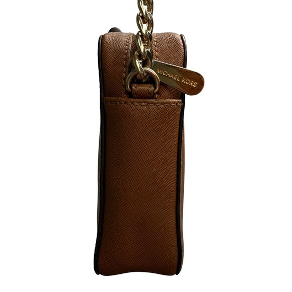 Michael Kors Jet Set Large Saffiano Leather Caramel Cross Body Bag - Picture 6 of 13